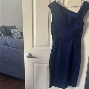 Adrianna Papell Midnight Blue One-Shoulder Dress